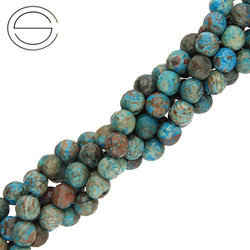 KN-RF-6,0 JAS TRQ Natural stone - round faceted - JASPER TURQUOISE - Strand