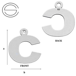 CL-213C "C" Pendant 12,0 x 11,2 mm Sterling Silver 925