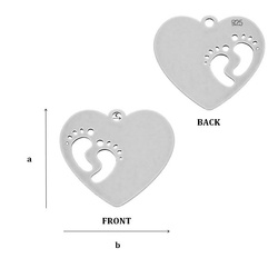 CL-405 HEART Pendant 13,5 x 15,0 mm Sterling Silver 925