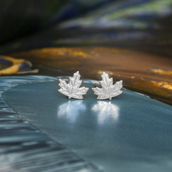 SZT-751 Silver earrings MAPLE LEAF - Sterling Silver 925