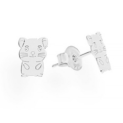 SZT-743 Silver earrings HAMSTER - Sterling Silver 925