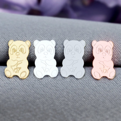 PCS-489 Silver teddy bear earrings - silver 925