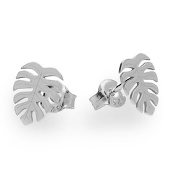 SZT-304 silver monstera stud earring - silver 925