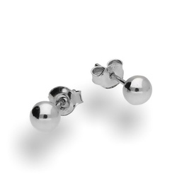 KSKp-3 Silver earrings - ball studs 3mm 925 rhodium