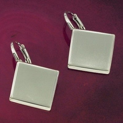 BA-44/10 Leverbacks for flat square stones 10mm - Earring Hooks - Sterling Silver 925 / gram