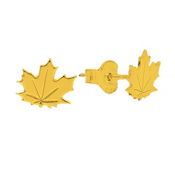 SZTZ-752 Silver earrings MAPLE LEAF - Sterling Silver 925 Gold Plated