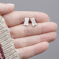 SZTZ-489 Silver teddy bear earrings GOLD PLATED