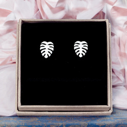 SZT-304 silver monstera stud earring - silver 925