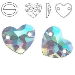 3259 MM 12 Swarovski Heart Sew-on PARADISE SHINE F