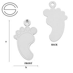 CL-334 Zawieszka STOPY 21,0 x 11,0 mm Srebro p.925