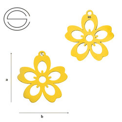 CLZ-418 Zawieszka KWIAT 21 mm Srebro 925 POZŁACANE